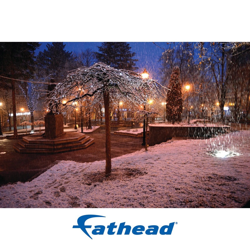 Christmas:  Snowing in the Park Poster        –   Removable     Adhesive Decal