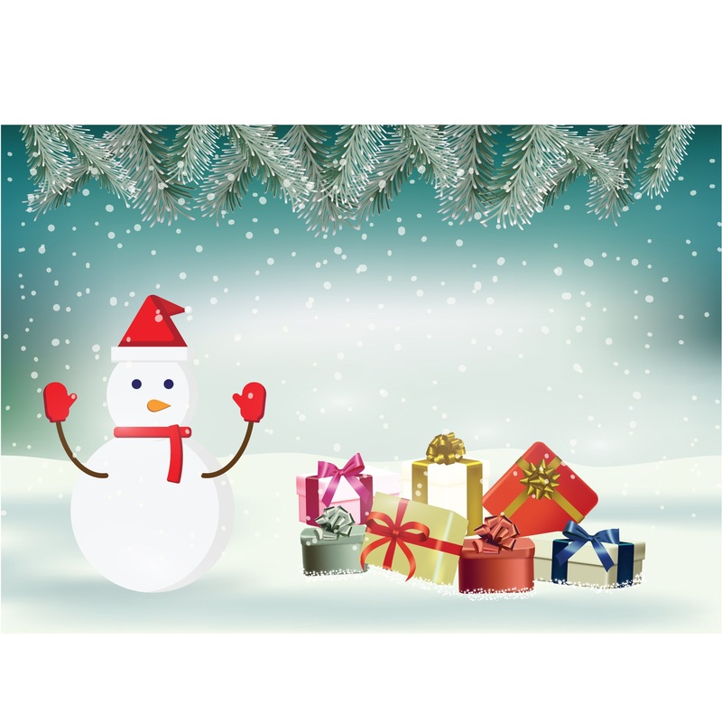 Christmas:  Snowman with Red Mittens Poster        –   Removable     Adhesive Decal