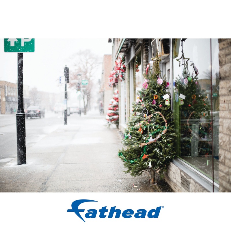 Christmas:  Trees in the Street Poster        –   Removable     Adhesive Decal