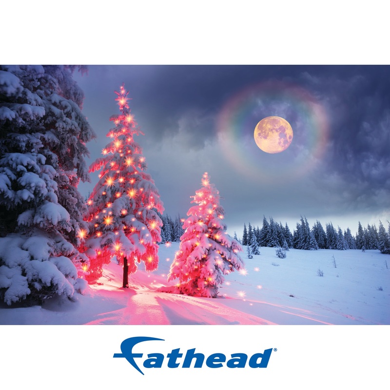 Christmas:  Two Red Trees Poster        –   Removable     Adhesive Decal