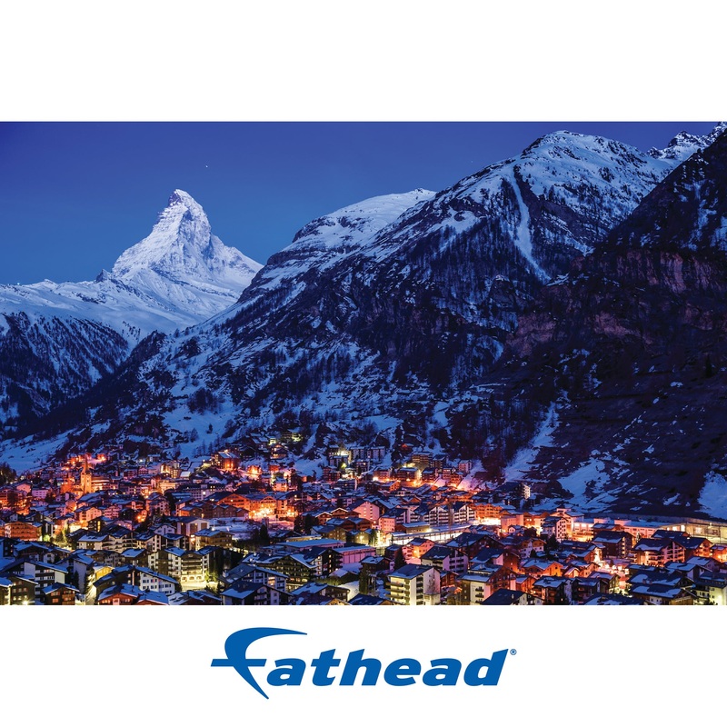 Christmas:  Zermatt at Night Poster        –   Removable     Adhesive Decal