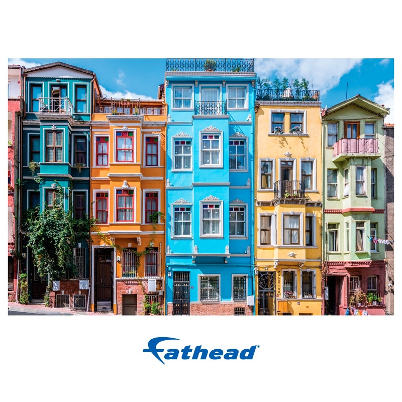 Generic Scenery: Colored Houses Poster        –   Removable     Adhesive Decal