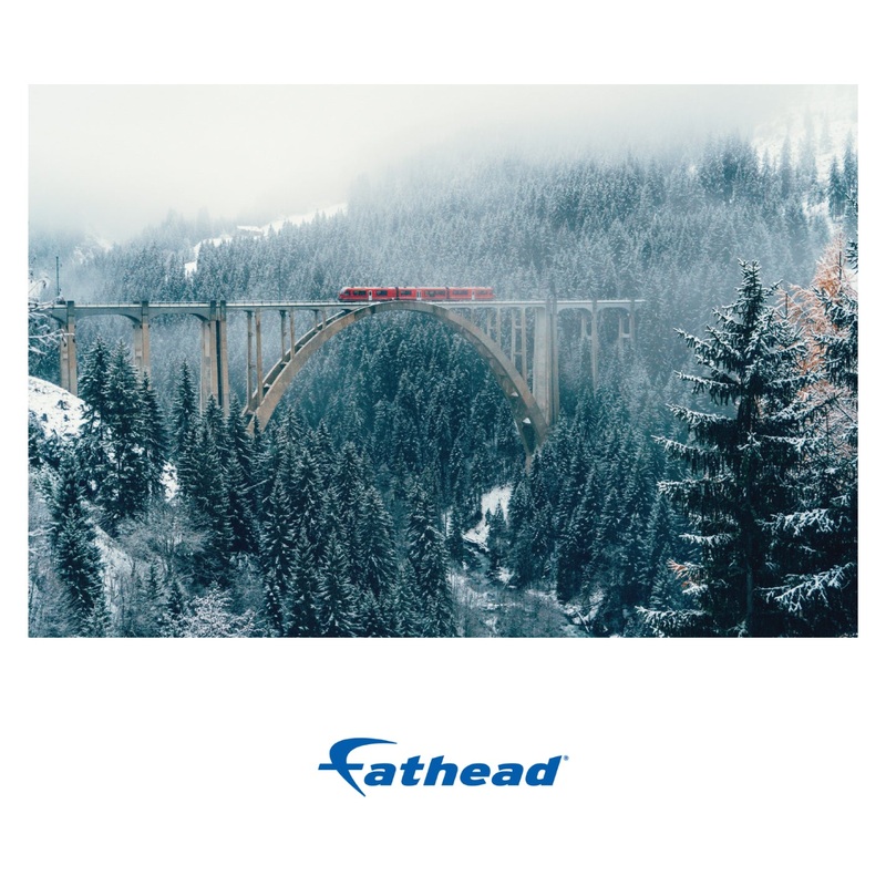 Generic Scenery: Red Train Poster        –   Removable     Adhesive Decal
