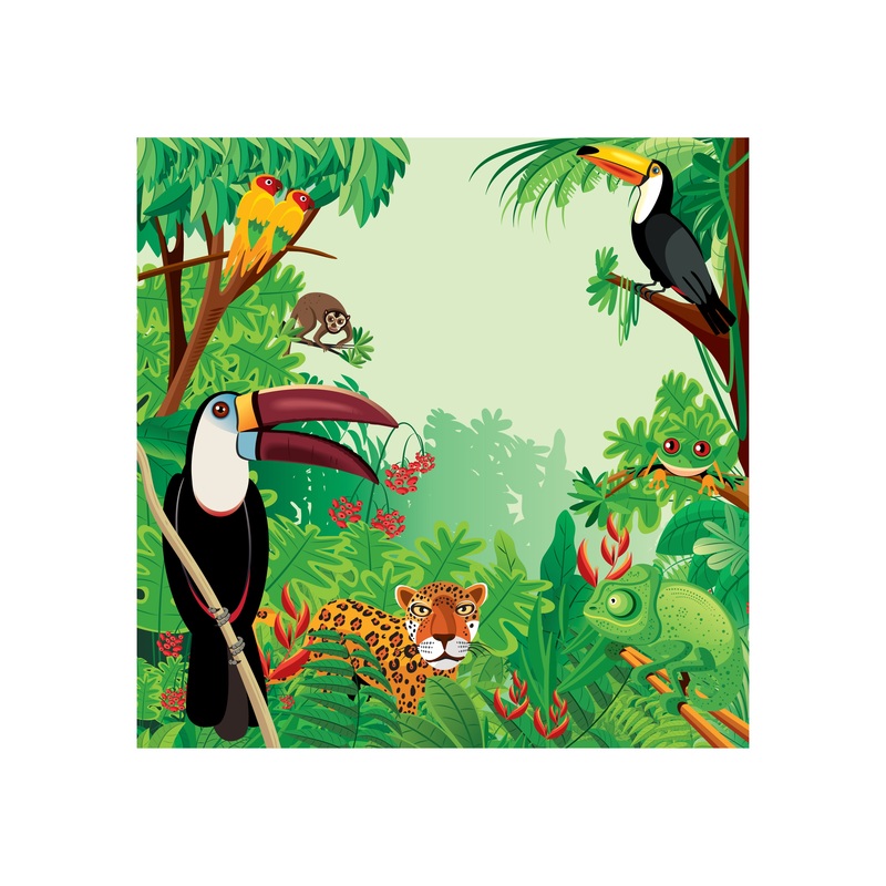 Jungle:  Animals Mural        –   Removable Wall   Adhesive Decal