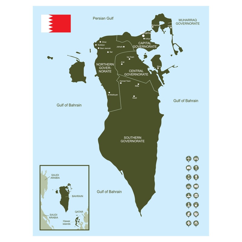 Maps of Asia: Bahrain Mural        –   Removable Wall   Adhesive Decal