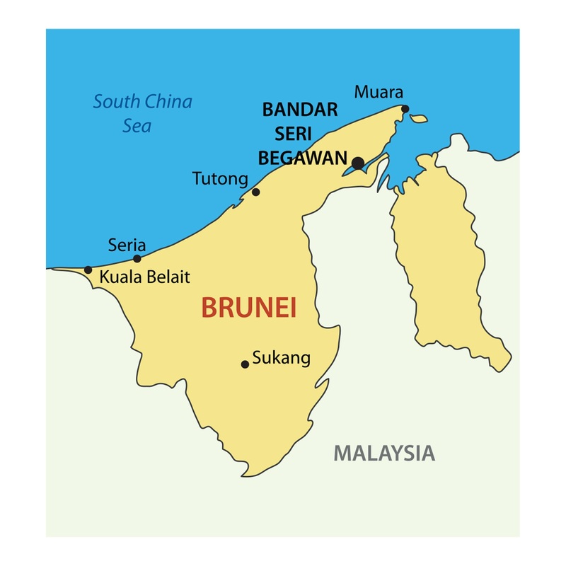 Maps of Asia: Brunei Mural        –   Removable Wall   Adhesive Decal