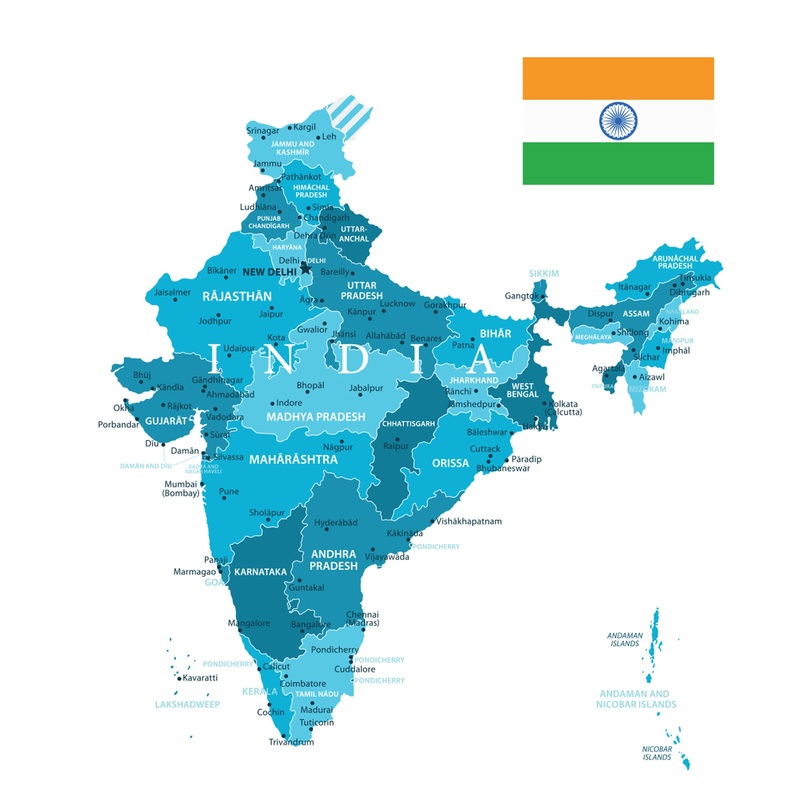 Maps of Asia: India Mural        –   Removable Wall   Adhesive Decal