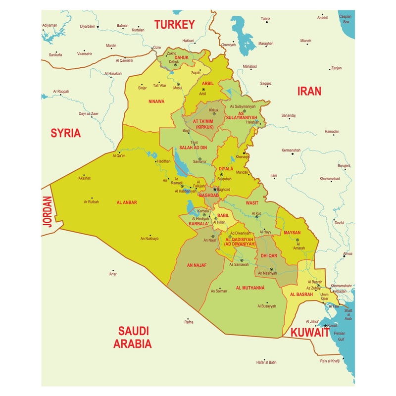 Maps of Asia: Iraq Mural        –   Removable Wall   Adhesive Decal