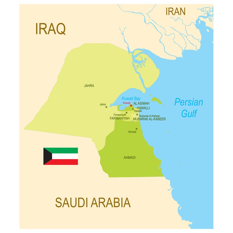Maps of Asia: Kuwait Mural        –   Removable Wall   Adhesive Decal