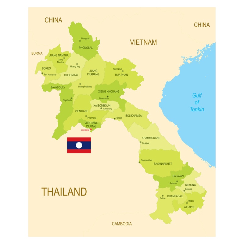 Maps of Asia: Laos Mural        –   Removable Wall   Adhesive Decal