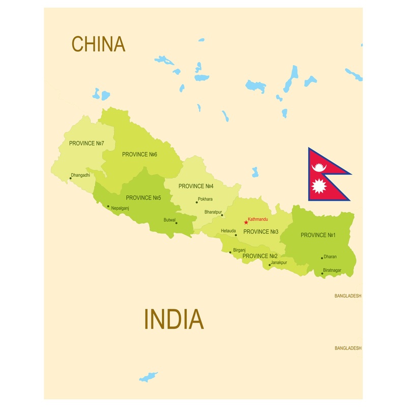 Maps of Asia: Nepal Mural        –   Removable Wall   Adhesive Decal