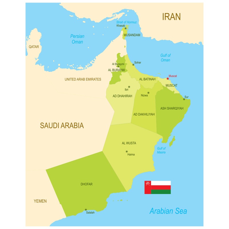 Maps of Asia: Oman Mural        –   Removable Wall   Adhesive Decal