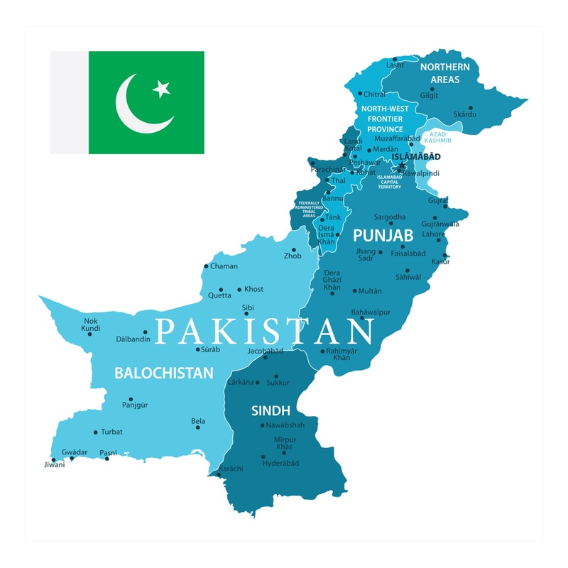 Maps of Asia: Pakistan Mural        –   Removable Wall   Adhesive Decal