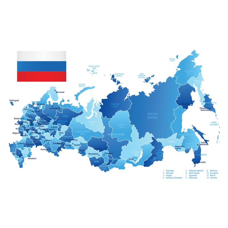 Maps of Asia: Russia Mural        –   Removable Wall   Adhesive Decal