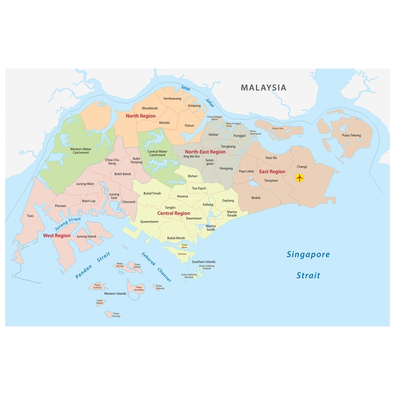 Maps of Asia: Singapore Mural        –   Removable Wall   Adhesive Decal