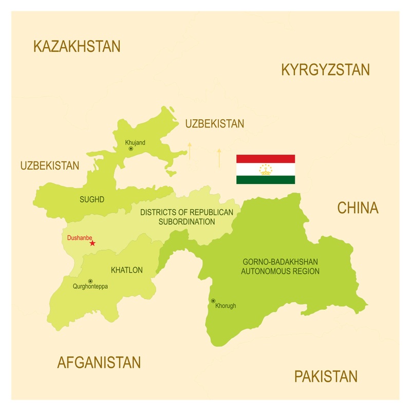 Maps of Asia: Tajikistan Mural        –   Removable Wall   Adhesive Decal