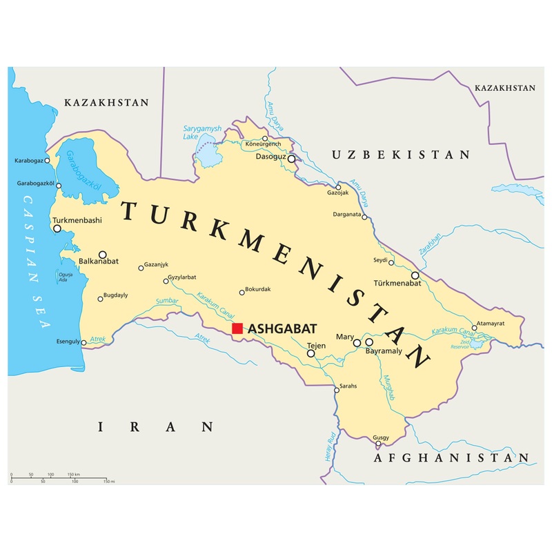 Maps of Asia: Turkmenistan Mural        –   Removable Wall   Adhesive Decal