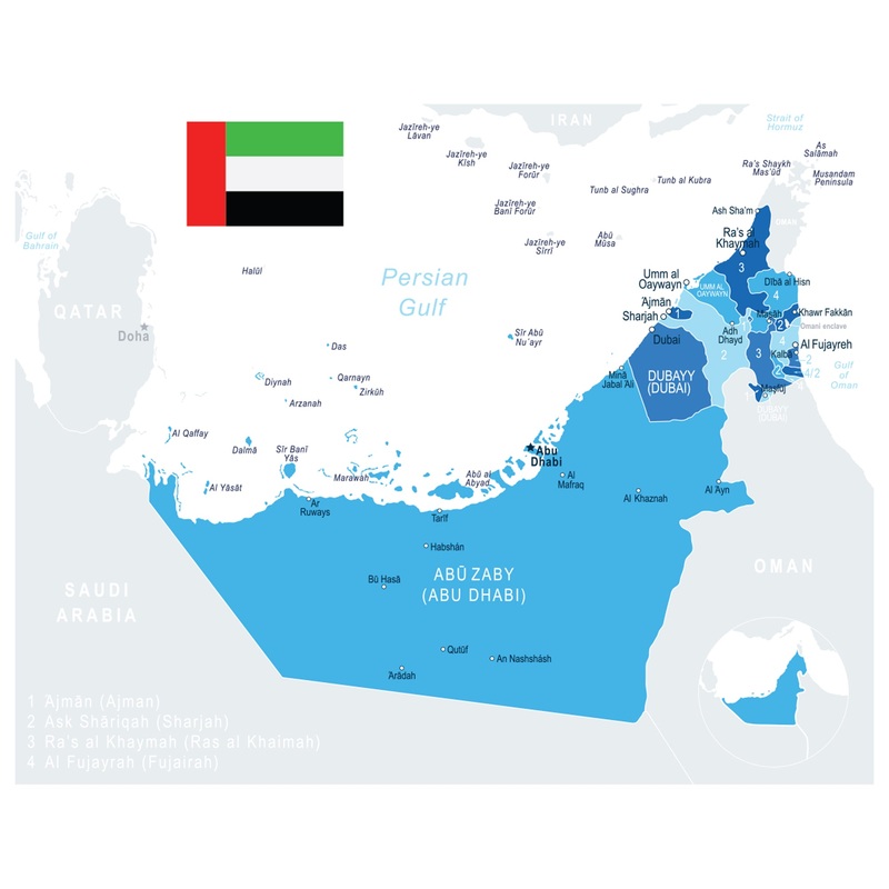 Maps of Asia: United Arab Emirates Mural        –   Removable Wall   Adhesive Decal