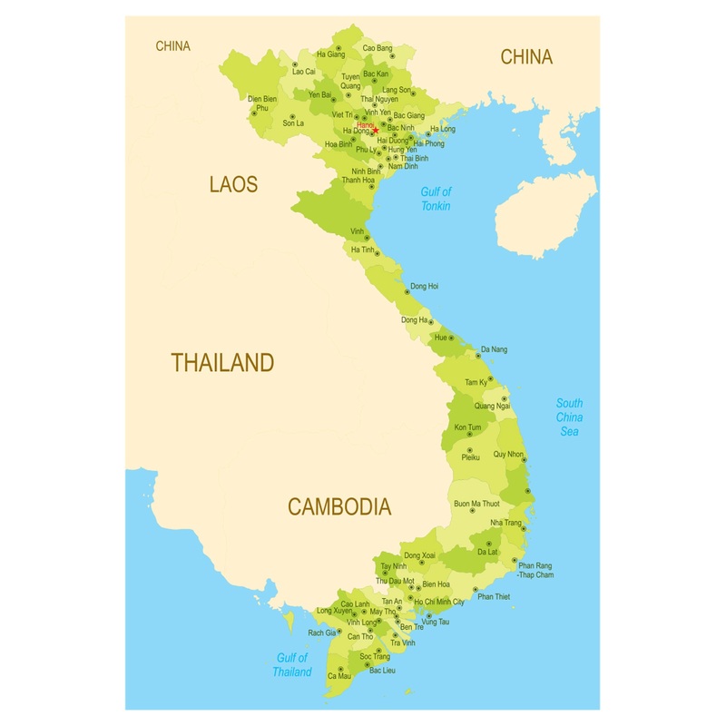Maps of Asia: Vietnam Mural        –   Removable Wall   Adhesive Decal