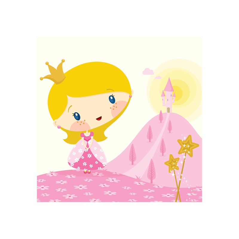 Nursery:  Pink Land Mural        –   Removable Wall   Adhesive Decal