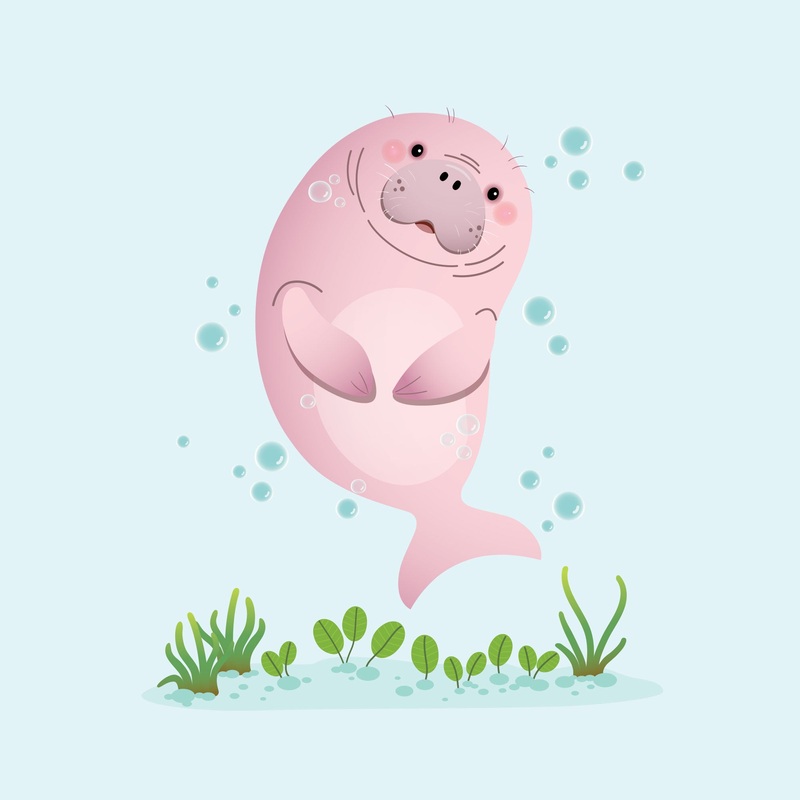 Nursery:  Pink Seal Mural        –   Removable Wall   Adhesive Decal