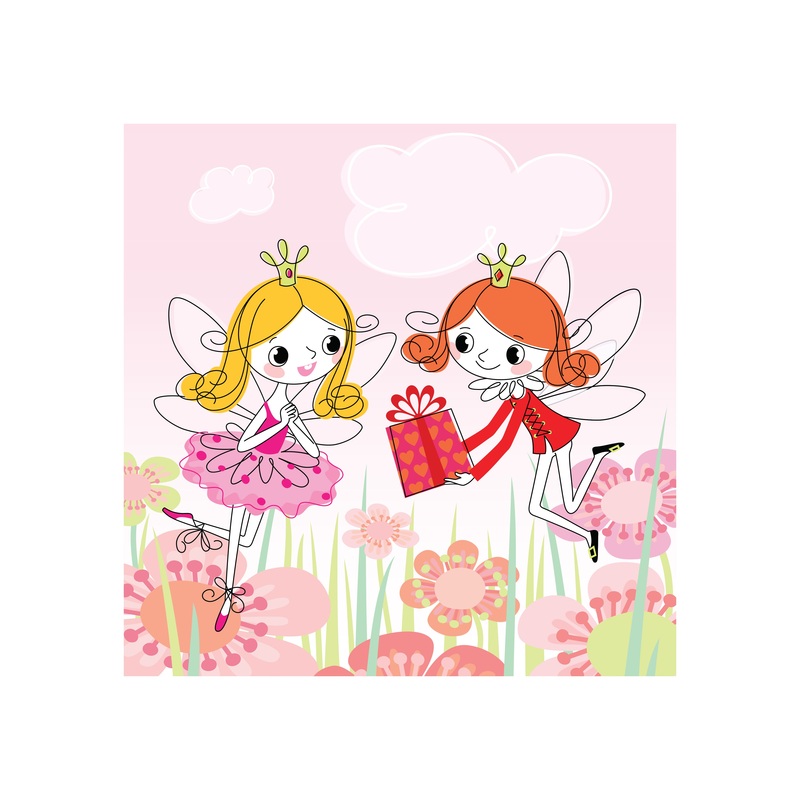 Nursery:  Two Fairies Mural        –   Removable Wall   Adhesive Decal