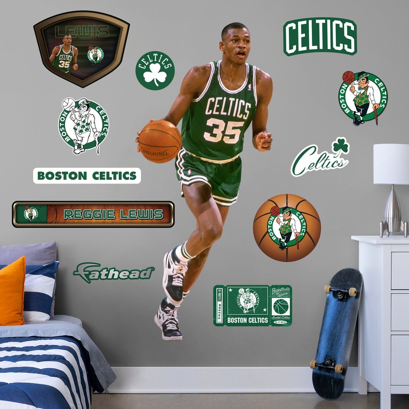 Reggie Lewis – Legends Mural – Peel & Stick Poster – Official NBA – Boston Celtics – Reusable Vinyl Wall Decal