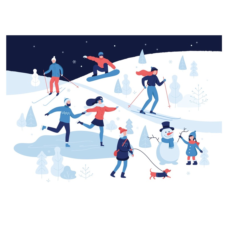 Seasons Decor: Winter Sports Mural        –   Removable     Adhesive Decal