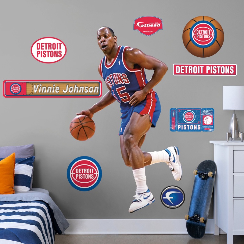 Vinnie Johnson – Legends Mural – Peel & Stick Poster – Official NBA – Detroit Pistons – Reusable Vinyl Wall Decal