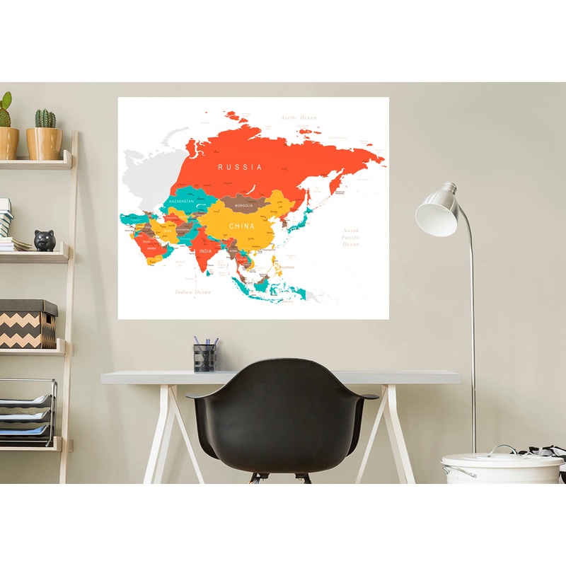 Maps: Asia Color Block Mural        –   Removable Wall   Adhesive Decal