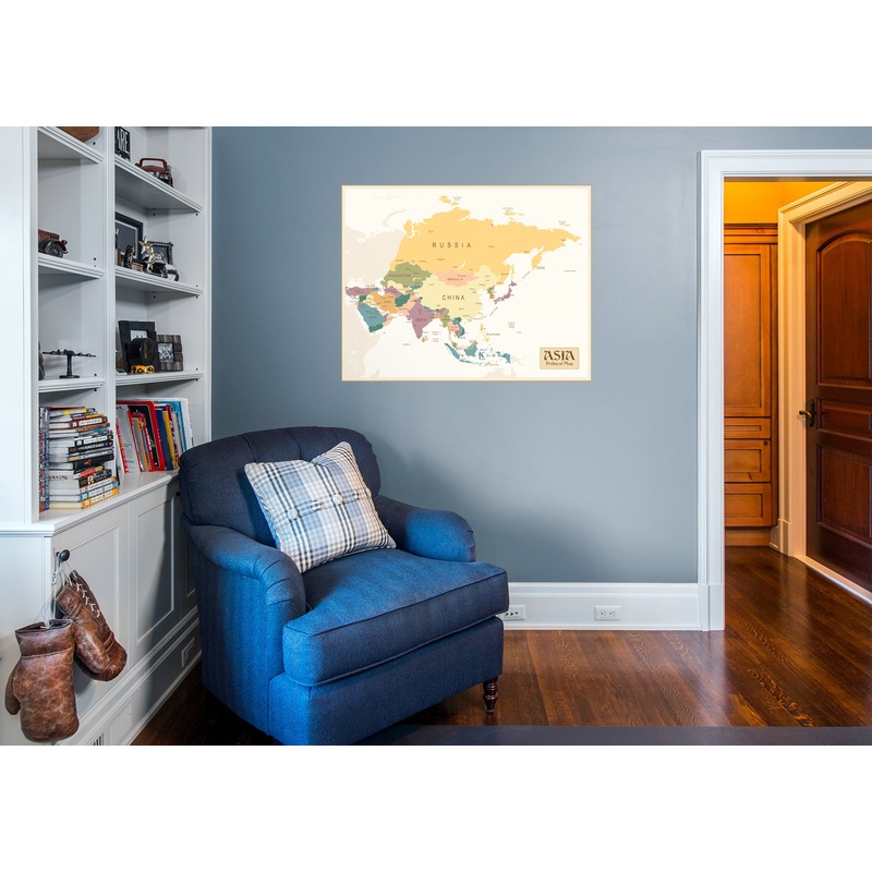 Maps: Asia Political Map Mural        –   Removable Wall   Adhesive Decal