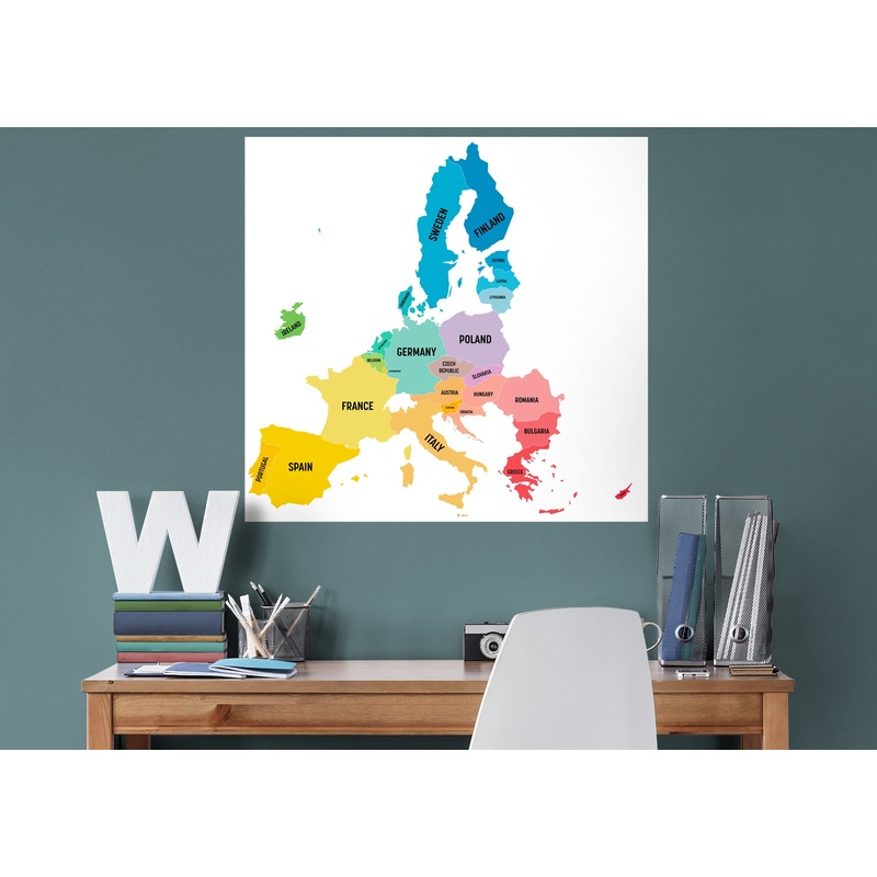 Maps: Europe Rainbow Mural        –   Removable Wall   Adhesive Decal