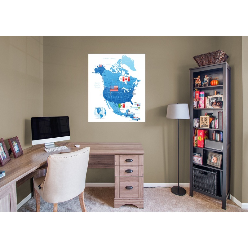 Maps: North America Mural        –   Removable Wall   Adhesive Decal
