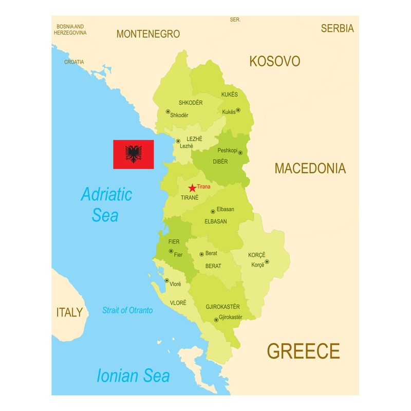 Maps of Europe: Albania Mural        –   Removable Wall   Adhesive Decal
