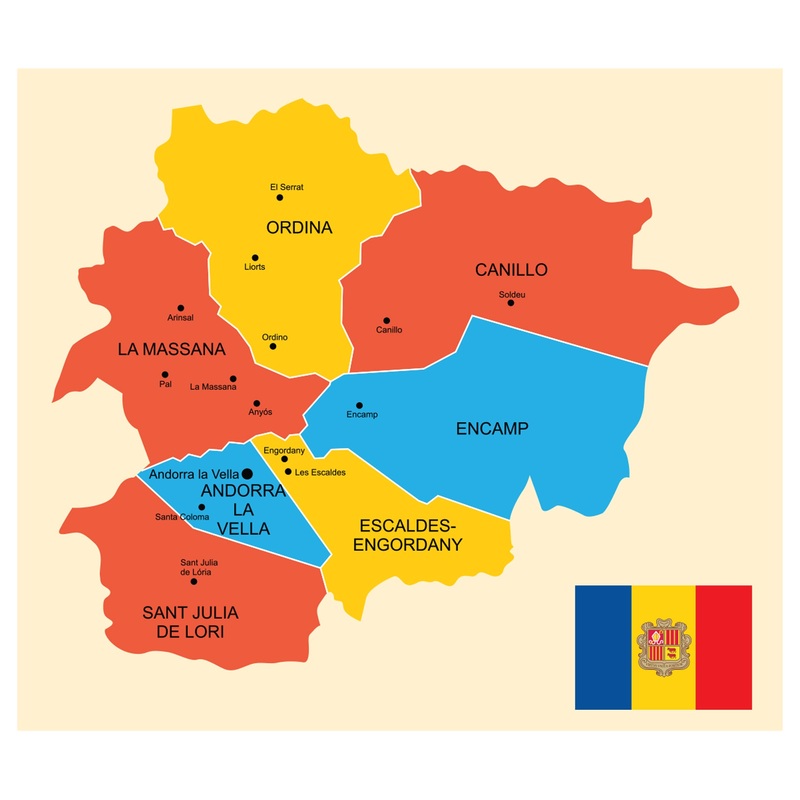 Maps of Europe: Andorra Mural        –   Removable Wall   Adhesive Decal