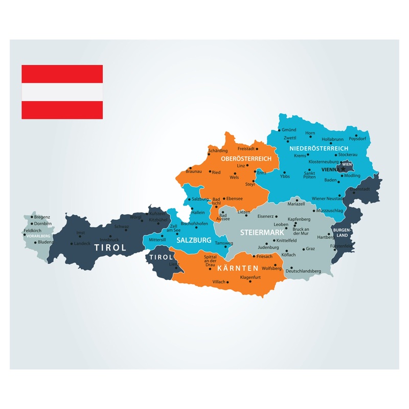 Maps of Europe: Austria Mural        –   Removable Wall   Adhesive Decal