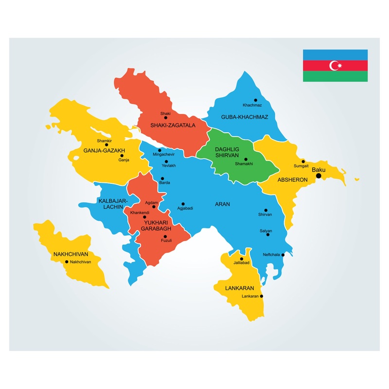 Maps of Europe: Azerbaijan Mural        –   Removable Wall   Adhesive Decal