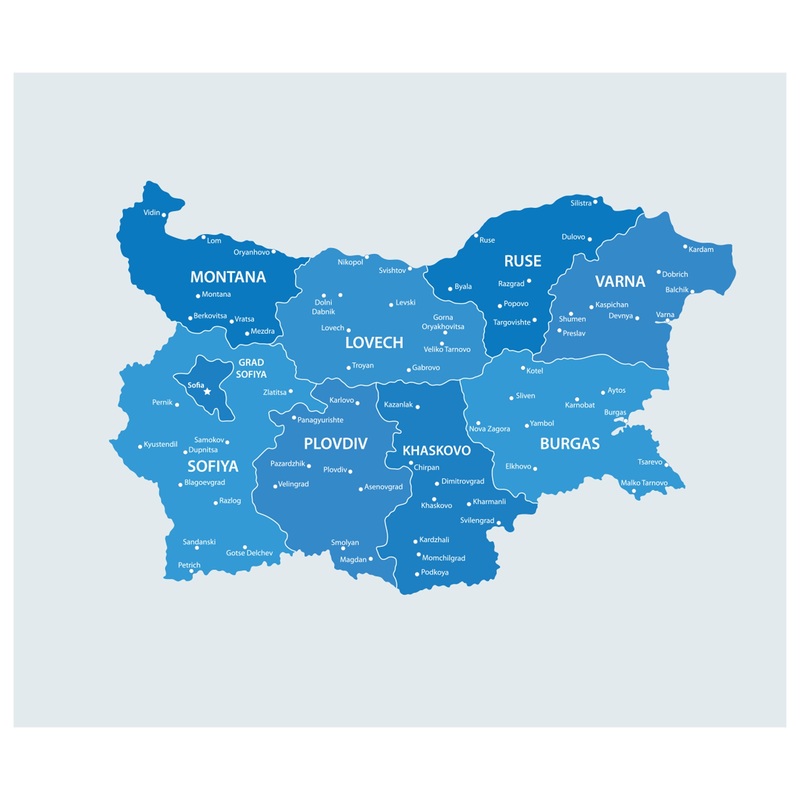 Maps of Europe: Bulgaria Mural        –   Removable Wall   Adhesive Decal
