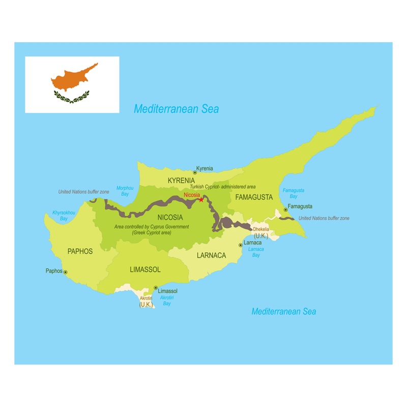 Maps of Europe: Cyprus Mural        –   Removable Wall   Adhesive Decal