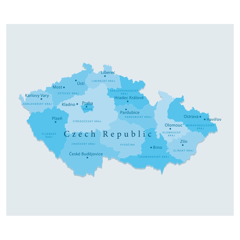 Maps of Europe: Czech Republic Mural        –   Removable Wall   Adhesive Decal