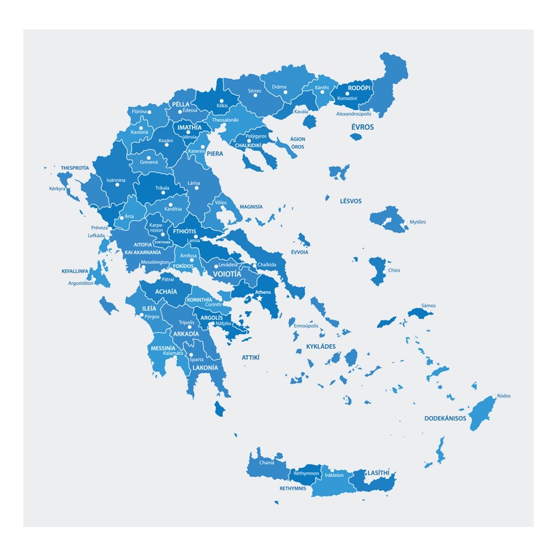 Maps of Europe: Greece Mural        –   Removable Wall   Adhesive Decal
