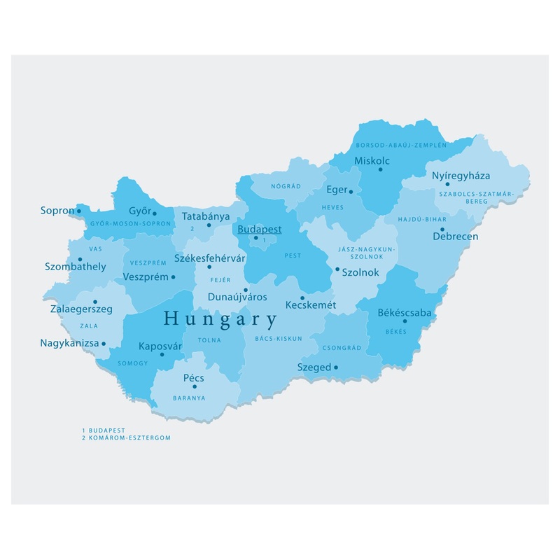 Maps of Europe: Hungary Mural        –   Removable Wall   Adhesive Decal