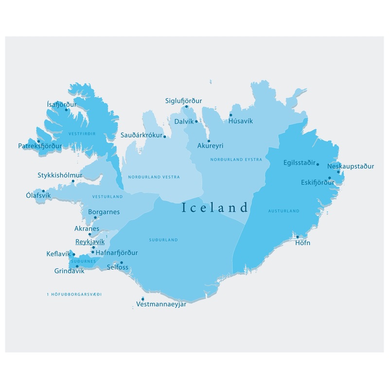 Maps of Europe: Iceland Mural        –   Removable Wall   Adhesive Decal