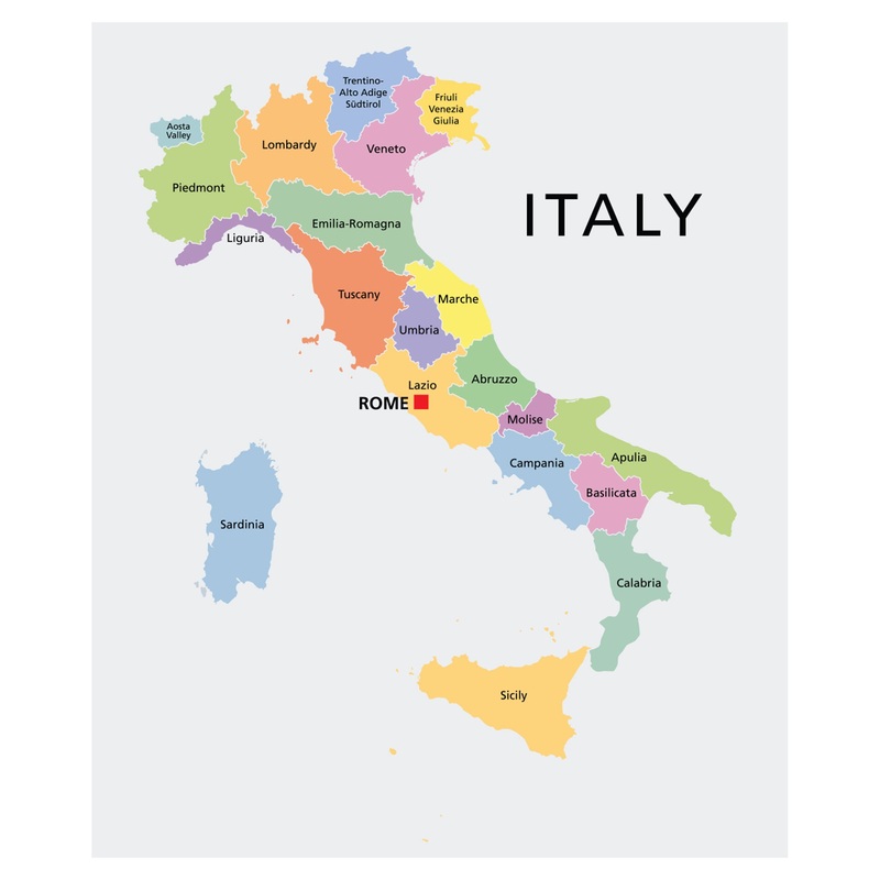 Maps of Europe: Italy Mural        –   Removable Wall   Adhesive Decal