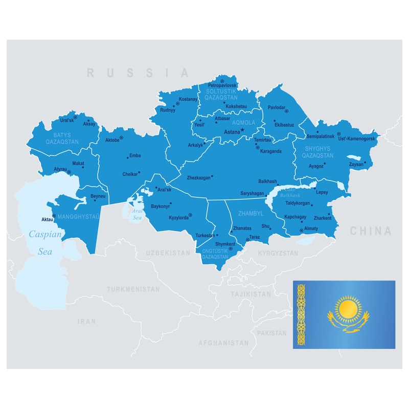 Maps of Europe: Kazakhstan Mural        –   Removable Wall   Adhesive Decal