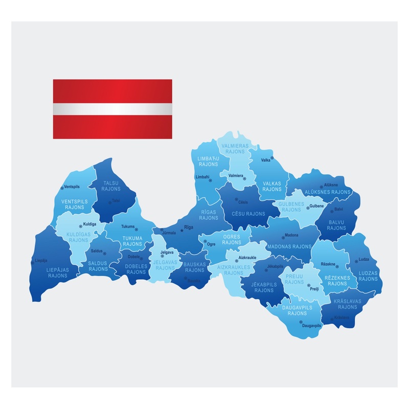 Maps of Europe: Latvia Mural        –   Removable Wall   Adhesive Decal