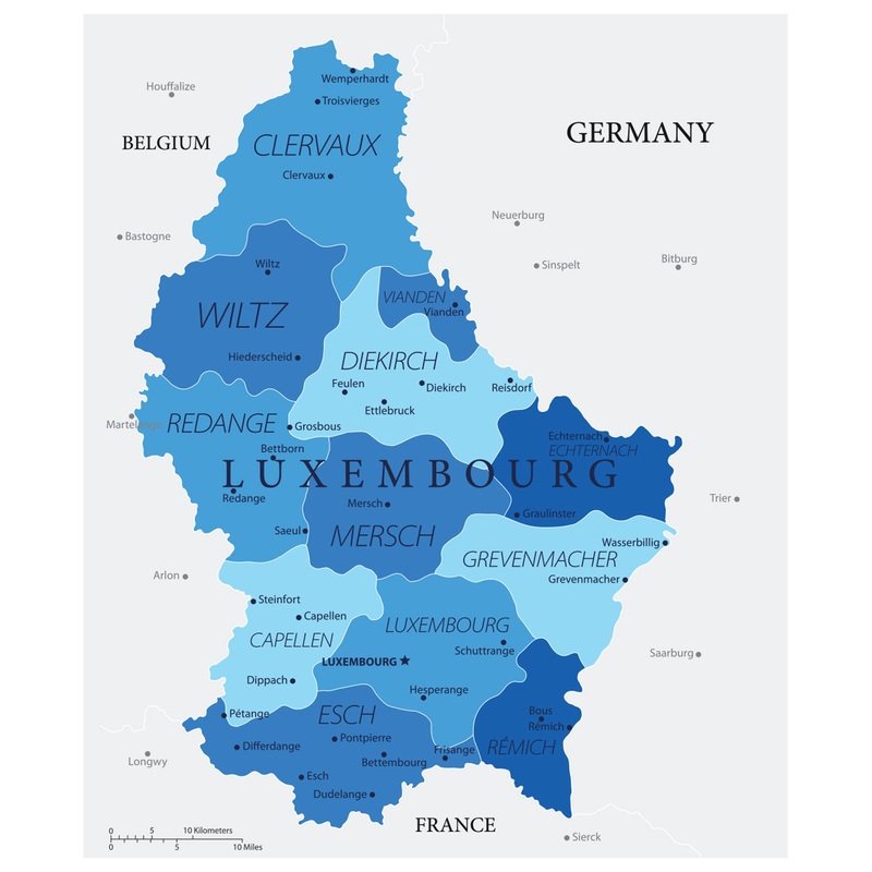 Maps of Europe: Luxembourg Mural        –   Removable Wall   Adhesive Decal