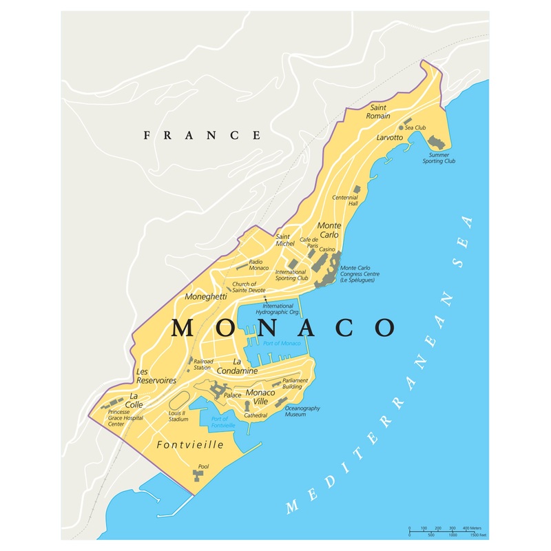 Maps of Europe: Monaco Mural        –   Removable Wall   Adhesive Decal