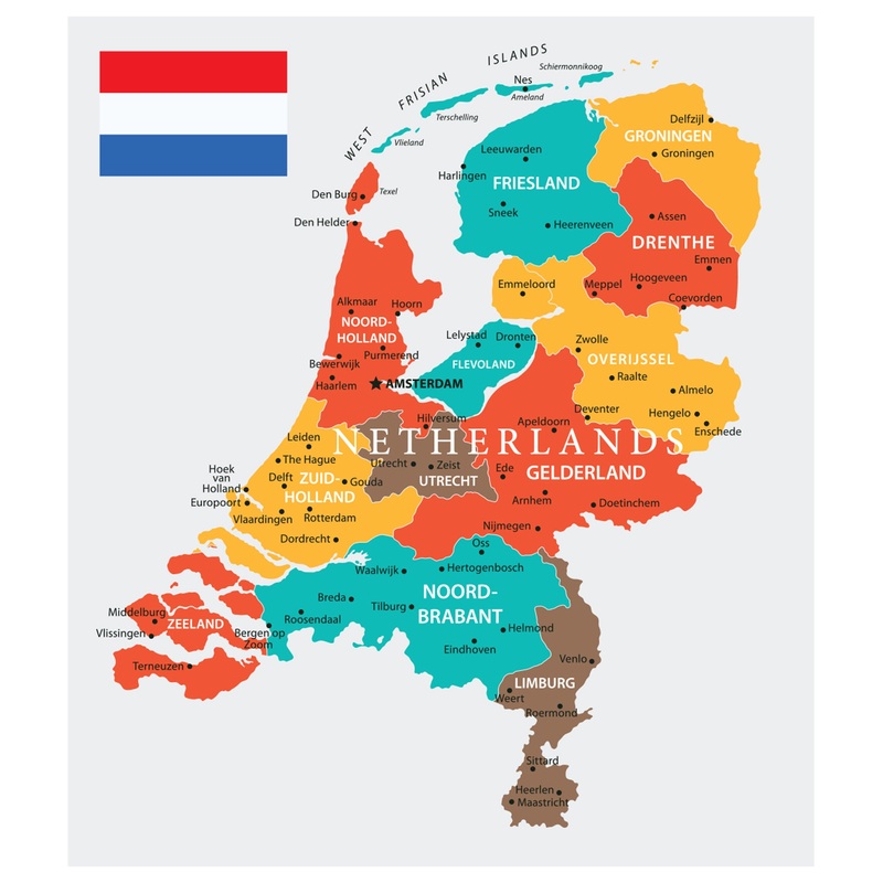 Maps of Europe: Netherlands Mural        –   Removable Wall   Adhesive Decal