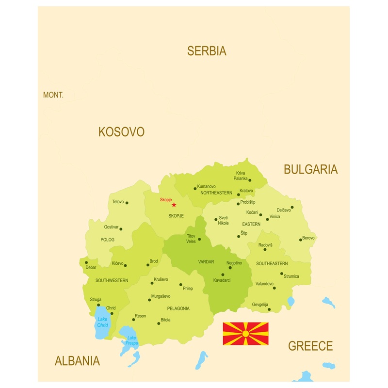 Maps of Europe: North Macedonia Mural        –   Removable Wall   Adhesive Decal